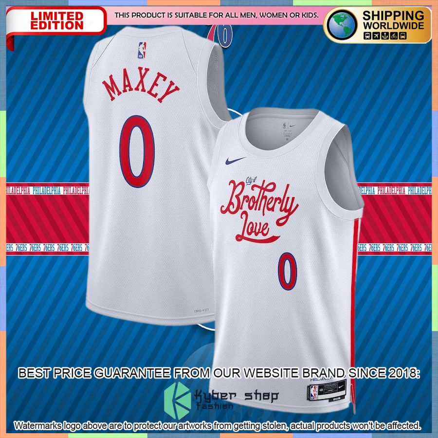 Tyrese Maxey Philadelphia 76ers Nike 2022-23 White Basketball Jersey 4 Tyrese Maxey Philadelphia 76ers Nike 2022-23 White Basketball Jersey word2