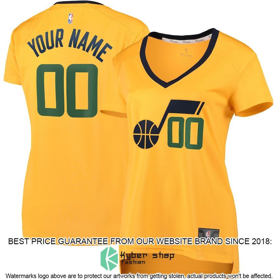 Utah Jazz Women's Custom Gold Basketball Jersey