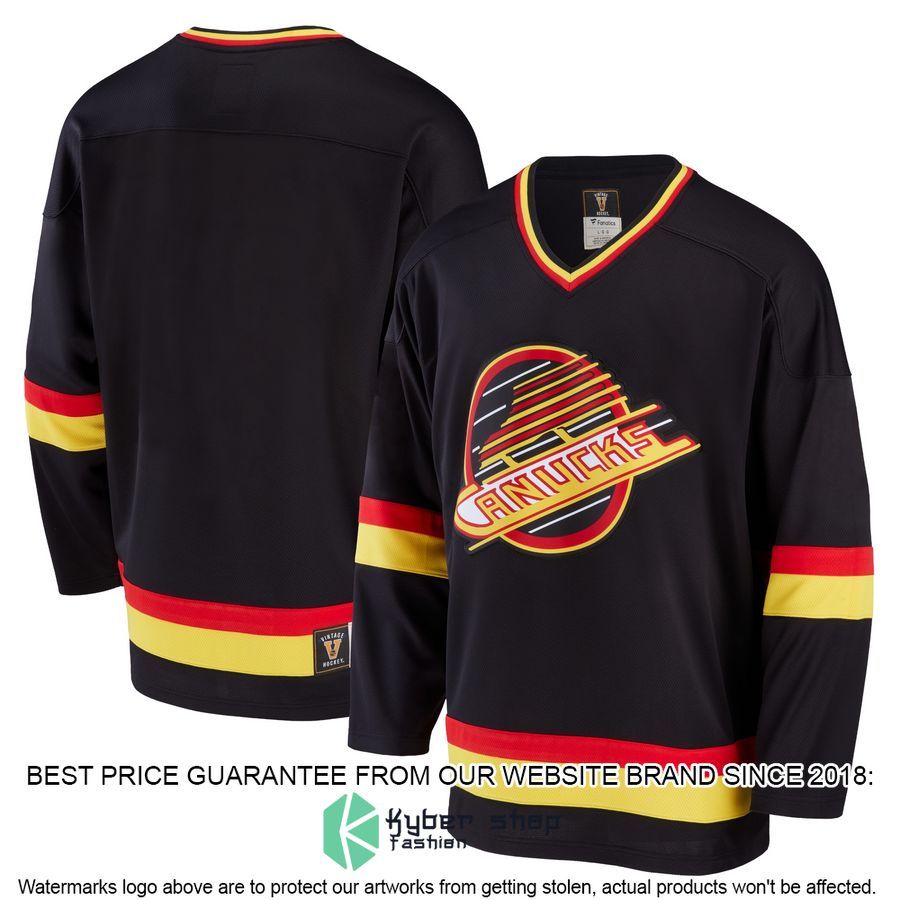 Vancouver Canucks Premier Heritage Black Hockey Jersey 4 Vancouver Canucks Premier Heritage Black Hockey Jersey word3