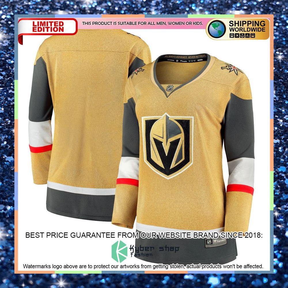 Vegas Golden Knights Women's 2020-21 Alternate Premier Gold Hockey Jersey 5 Vegas Golden Knights Women's 2020-21 Alternate Premier Gold Hockey Jersey word2