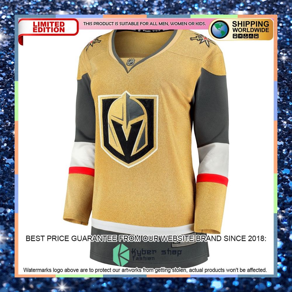 Vegas Golden Knights Women's 2020-21 Alternate Premier Gold Hockey Jersey 6 Vegas Golden Knights Women's 2020-21 Alternate Premier Gold Hockey Jersey word2