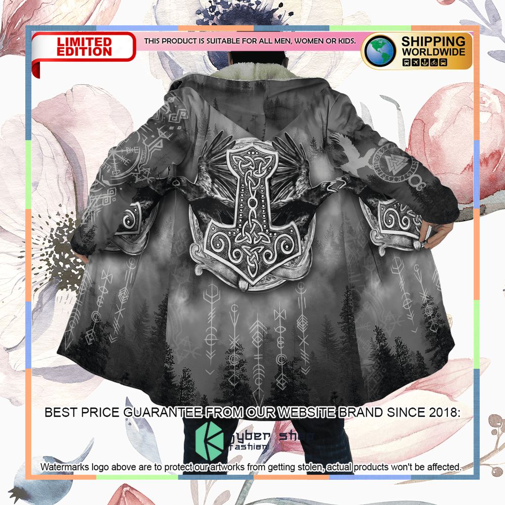 Viking Hammer Mjolnir Raven Forest Hooded Cloak 15 Viking Hammer Mjolnir Raven Forest Hooded Cloak word1