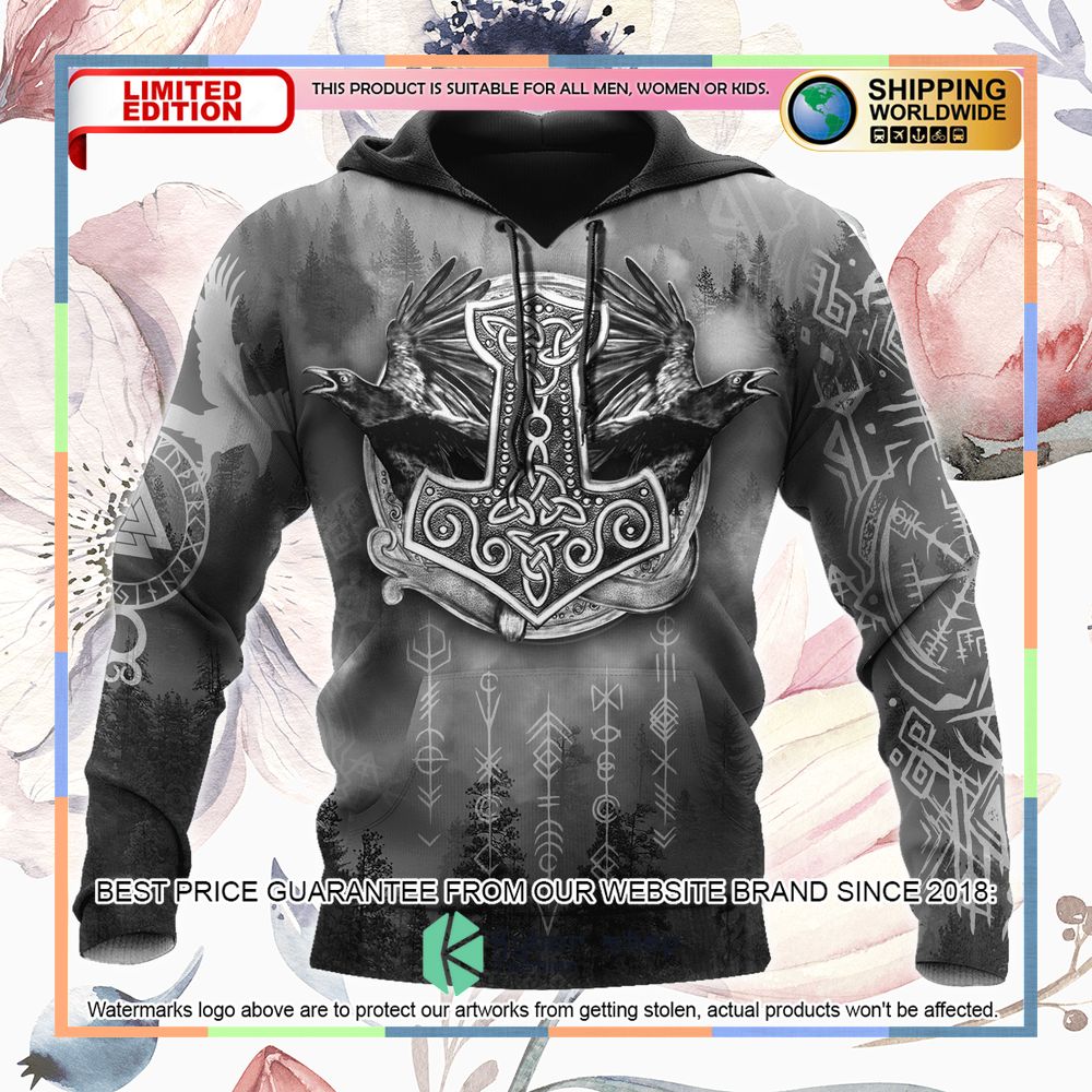Viking Hammer Mjolnir Raven Forest Hooded Cloak 17 Viking Hammer Mjolnir Raven Forest Hooded Cloak word1