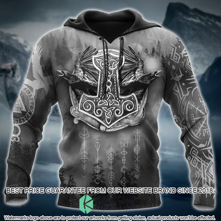 Viking Hammer Mjolnir Raven Forest Hooded Cloak 5 Viking Hammer Mjolnir Raven Forest Hooded Cloak word1