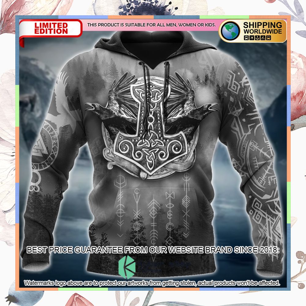 Viking Hammer Mjolnir Raven Forest Hooded Cloak 18 Viking Hammer Mjolnir Raven Forest Hooded Cloak word1