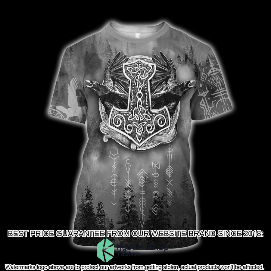 Viking Hammer Mjolnir Raven Forest Hooded Cloak 7 Viking Hammer Mjolnir Raven Forest Hooded Cloak word1