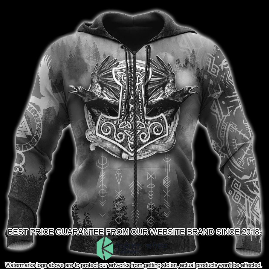 Viking Hammer Mjolnir Raven Forest Hooded Cloak 9 Viking Hammer Mjolnir Raven Forest Hooded Cloak word1