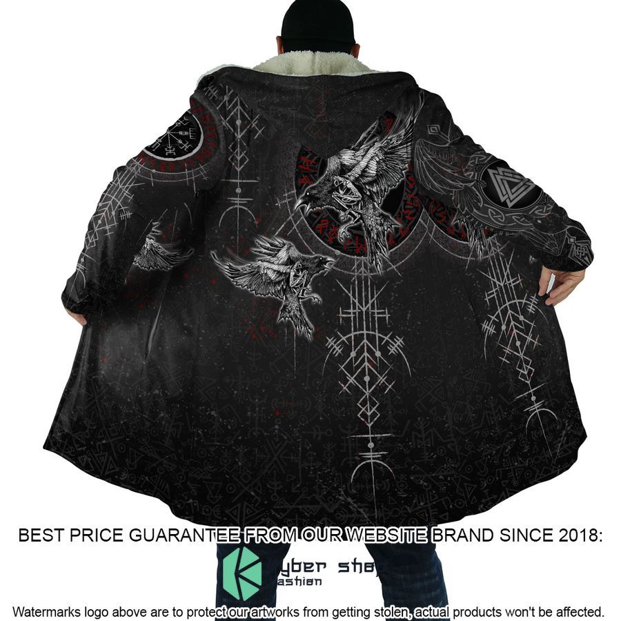 Viking Huginn and Muninn Raven Hooded Cloak