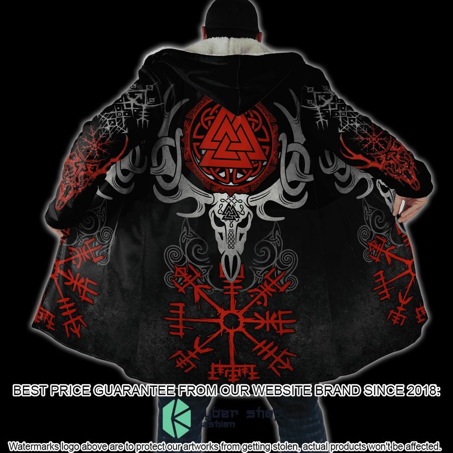 Viking Skull Deer Vegvisir Valknut Hooded Cloak