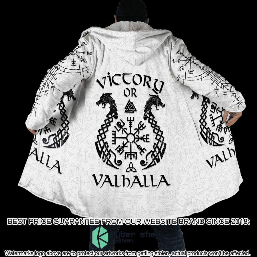 Viking Victory or Valhalla Tatoo White Hooded Cloak word2