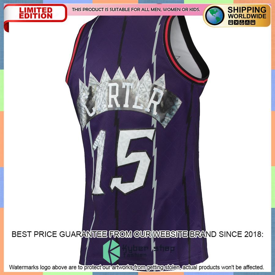 Vince Carter Toronto Raptors Mitchell & Ness 1996-97 Hardwood Classics NBA 75th Anniversary Diamond Purple Basketball Jersey 3 Vince Carter Toronto Raptors Mitchell & Ness 1996-97 Hardwood Classics NBA 75th Anniversary Diamond Purple Basketball Jersey word3
