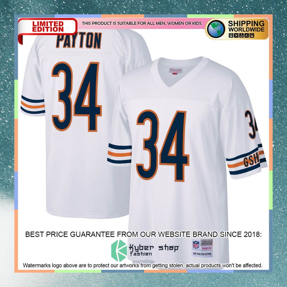 Walter Payton Chicago Bears Mitchell & Ness Legacy Replica White Football Jersey 8 Walter Payton Chicago Bears Mitchell & Ness Legacy Replica White Football Jersey word3