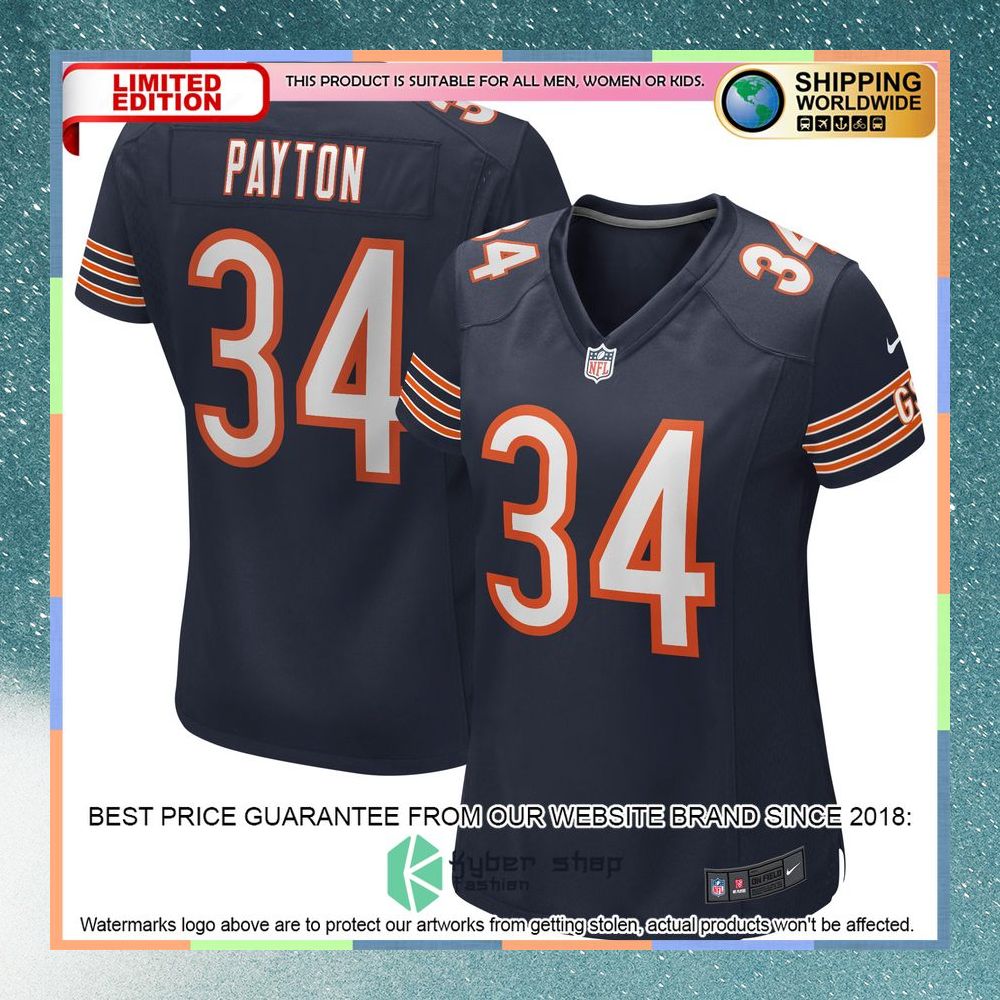 Walter Payton Chicago Bears Women's Football Retired Navy Football Jersey 5 Walter Payton Chicago Bears Women's Football Retired Navy Football Jersey word1