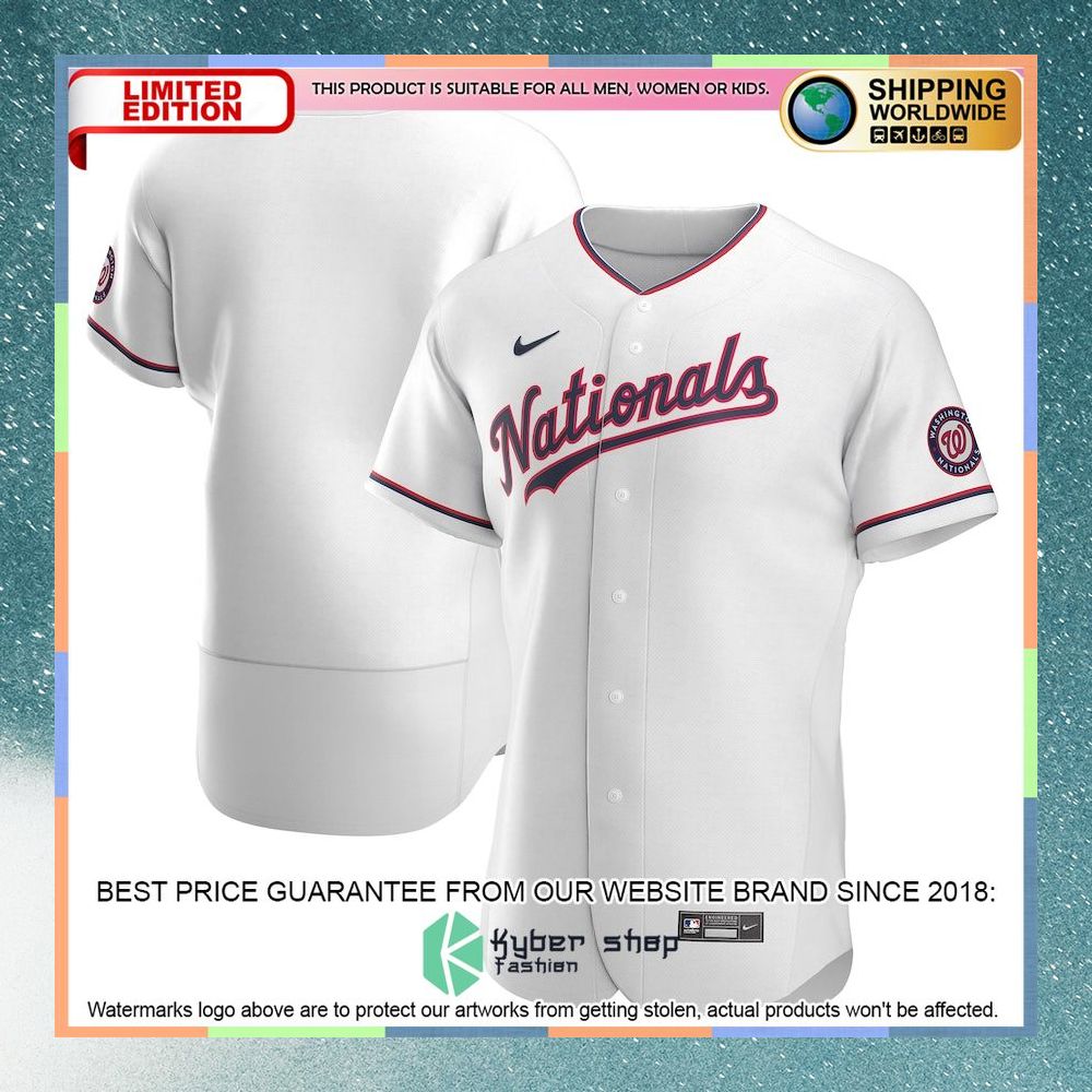 Washington Nationals Alternate Team White Baseball Jersey 4 Washington Nationals Alternate Team White Baseball Jersey word2