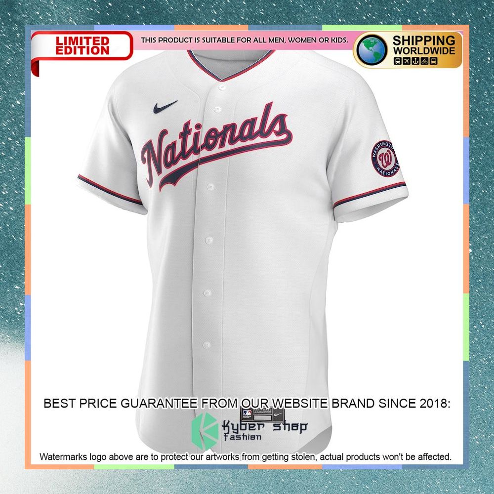 Washington Nationals Alternate Team White Baseball Jersey 5 Washington Nationals Alternate Team White Baseball Jersey word2