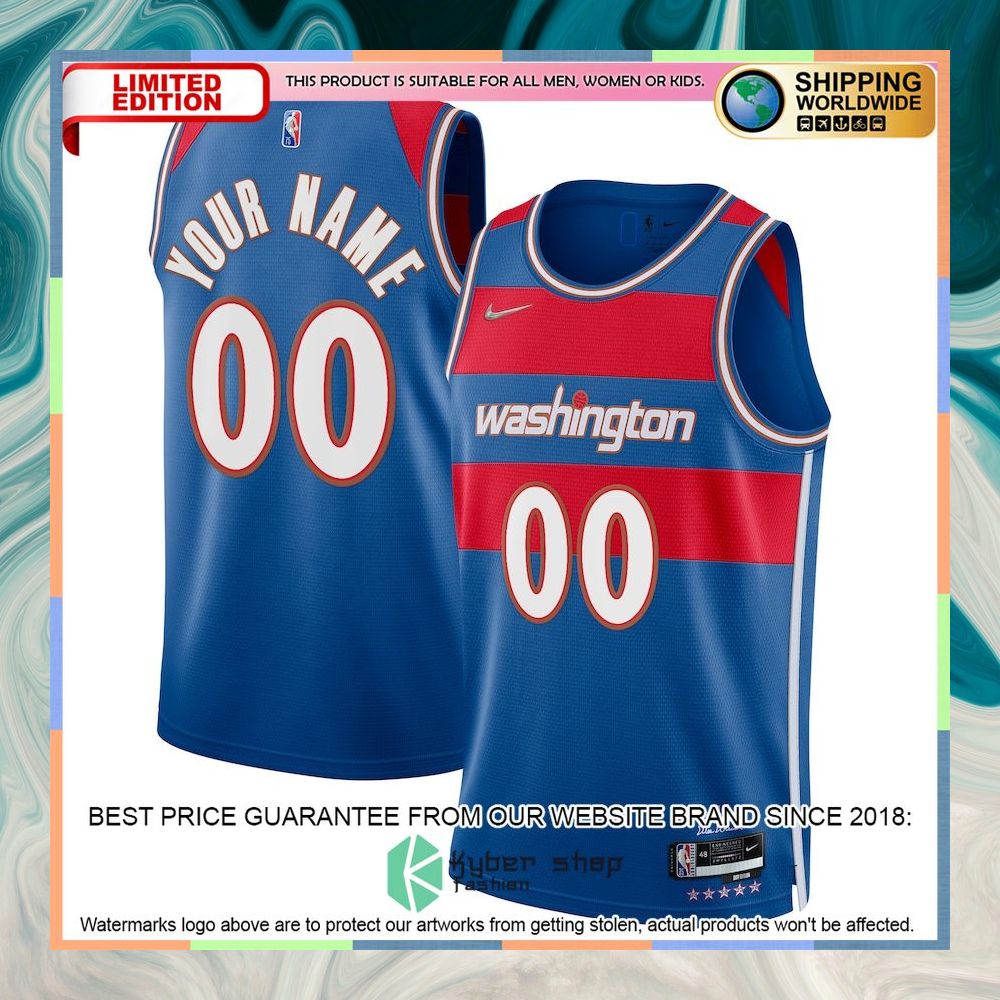 Washington Wizards Nike 2021-22 Custom City Edition Royal Basketball Jersey 4 Washington Wizards Nike 2021-22 Custom City Edition Royal Basketball Jersey word3