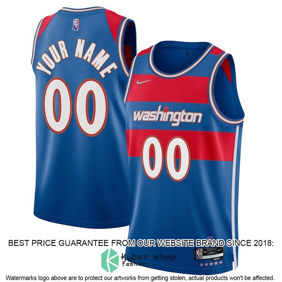 Washington Wizards Nike 2021-22 Custom City Edition Royal Basketball Jersey