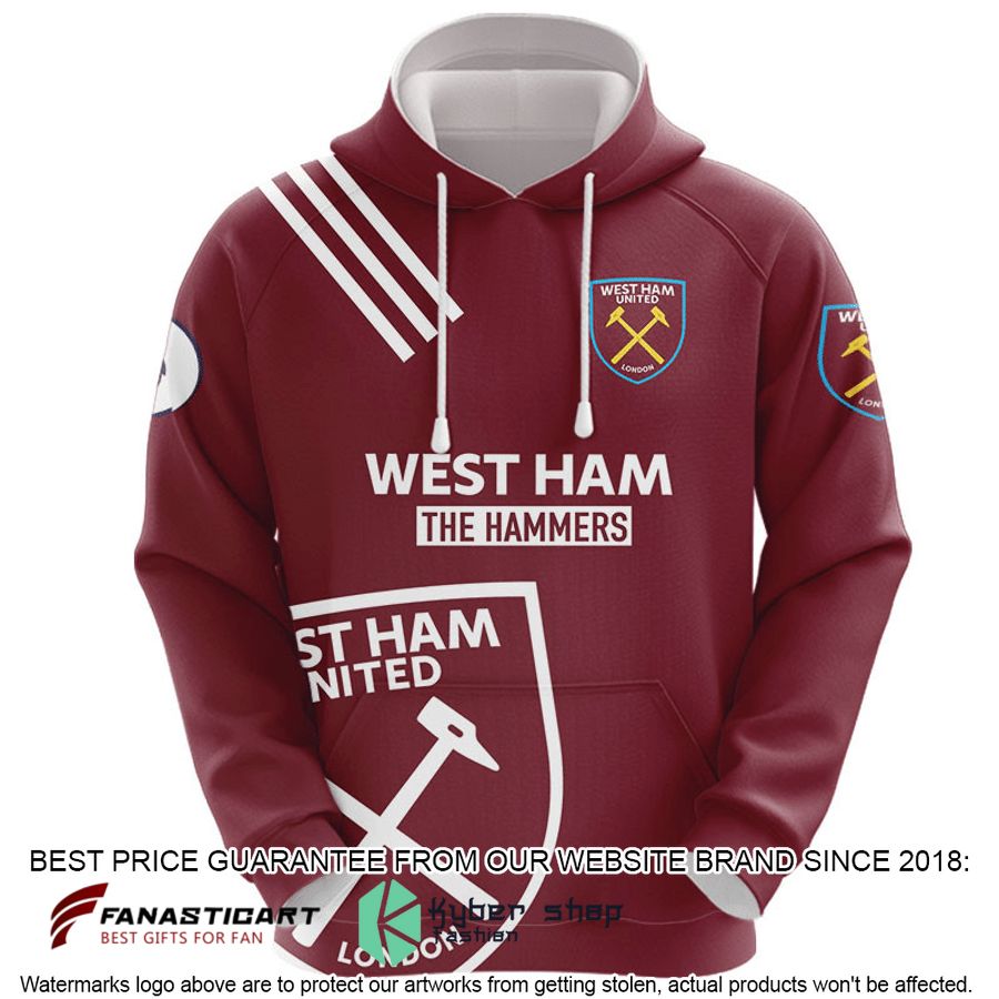 West Ham United FC The Hammers dark red Hoodie, Shirt