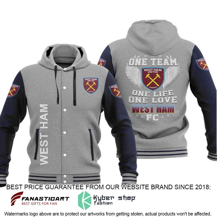 West Ham United One Team One Life One Love Baseball Hoodie Jacket 3 West Ham United One Team One Life One Love Baseball Hoodie Jacket word3