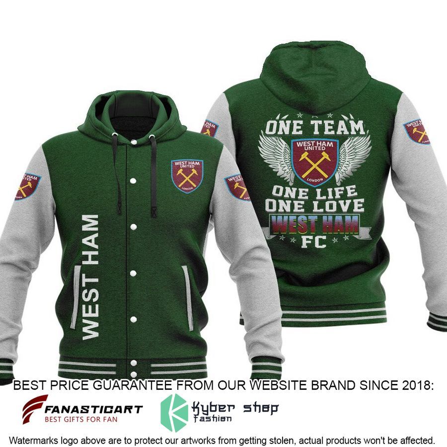 West Ham United One Team One Life One Love Baseball Hoodie Jacket 4 West Ham United One Team One Life One Love Baseball Hoodie Jacket word3