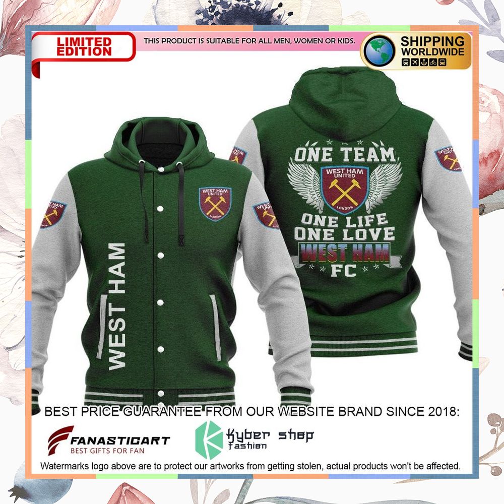 West Ham United One Team One Life One Love Baseball Hoodie Jacket 11 West Ham United One Team One Life One Love Baseball Hoodie Jacket word3