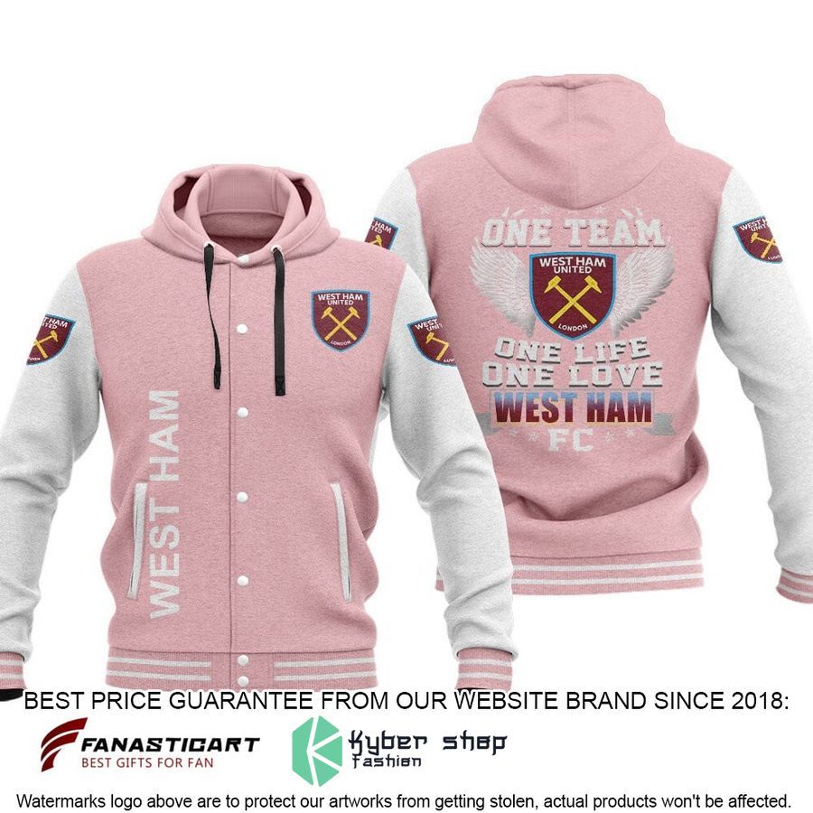 West Ham United One Team One Life One Love Baseball Hoodie Jacket 6 West Ham United One Team One Life One Love Baseball Hoodie Jacket word3