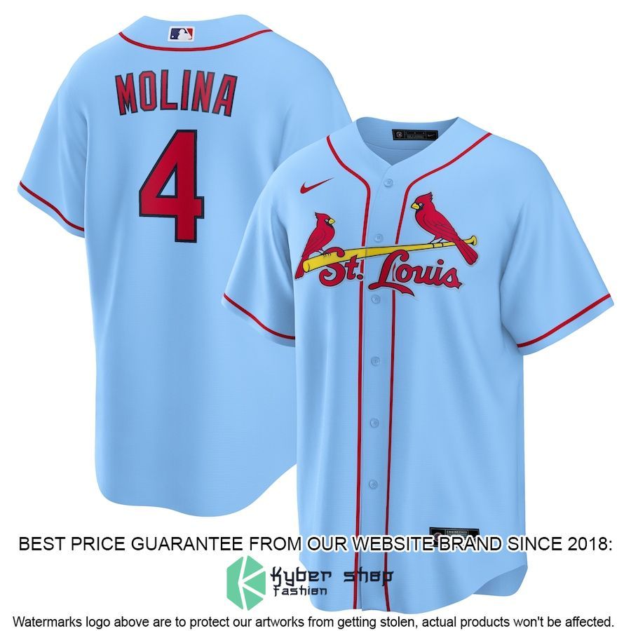Yadier Molina St Louis Cardinals Alternate Player Name Light Blue Baseball Jersey