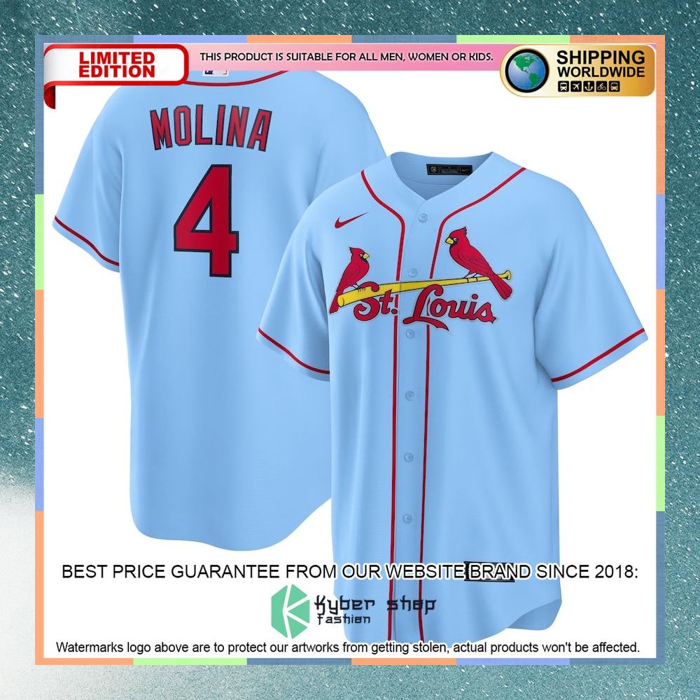 Yadier Molina St Louis Cardinals Alternate Player Name Light Blue Baseball Jersey 4 Yadier Molina St Louis Cardinals Alternate Player Name Light Blue Baseball Jersey word2