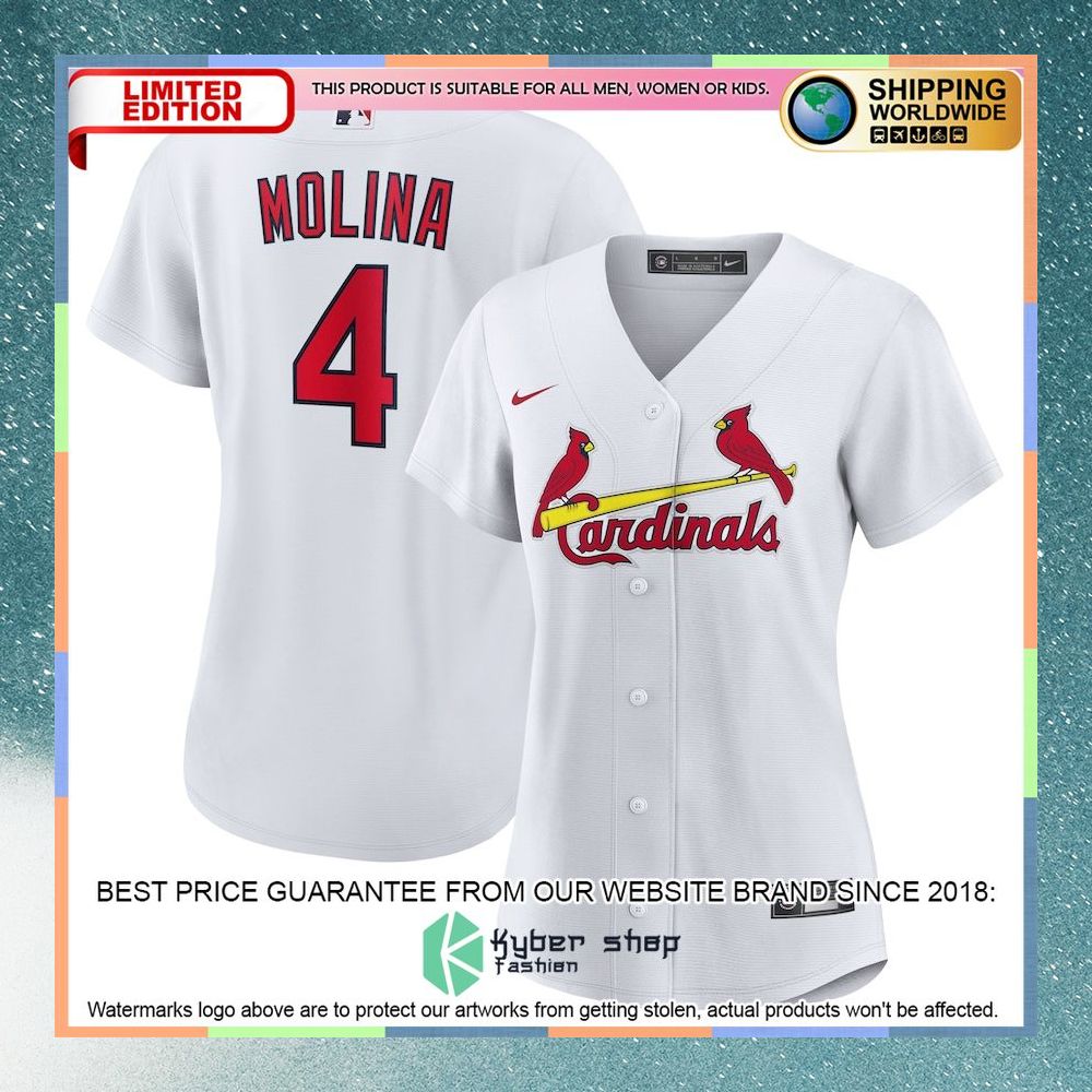 Yadier Molina St Louis Cardinals Women Home Player White Baseball Jersey 4 Yadier Molina St Louis Cardinals Women Home Player White Baseball Jersey word3