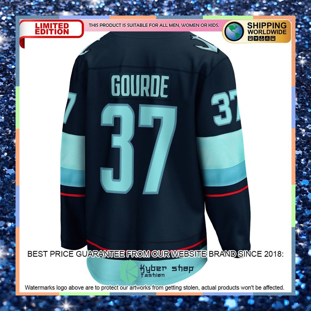 Yanni Gourde Seattle Kraken Home Premier Deep Sea Blue Hockey Jersey 7 Yanni Gourde Seattle Kraken Home Premier Deep Sea Blue Hockey Jersey word3