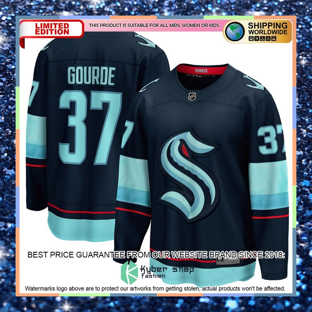 Yanni Gourde Seattle Kraken Home Premier Deep Sea Blue Hockey Jersey 8 Yanni Gourde Seattle Kraken Home Premier Deep Sea Blue Hockey Jersey word3