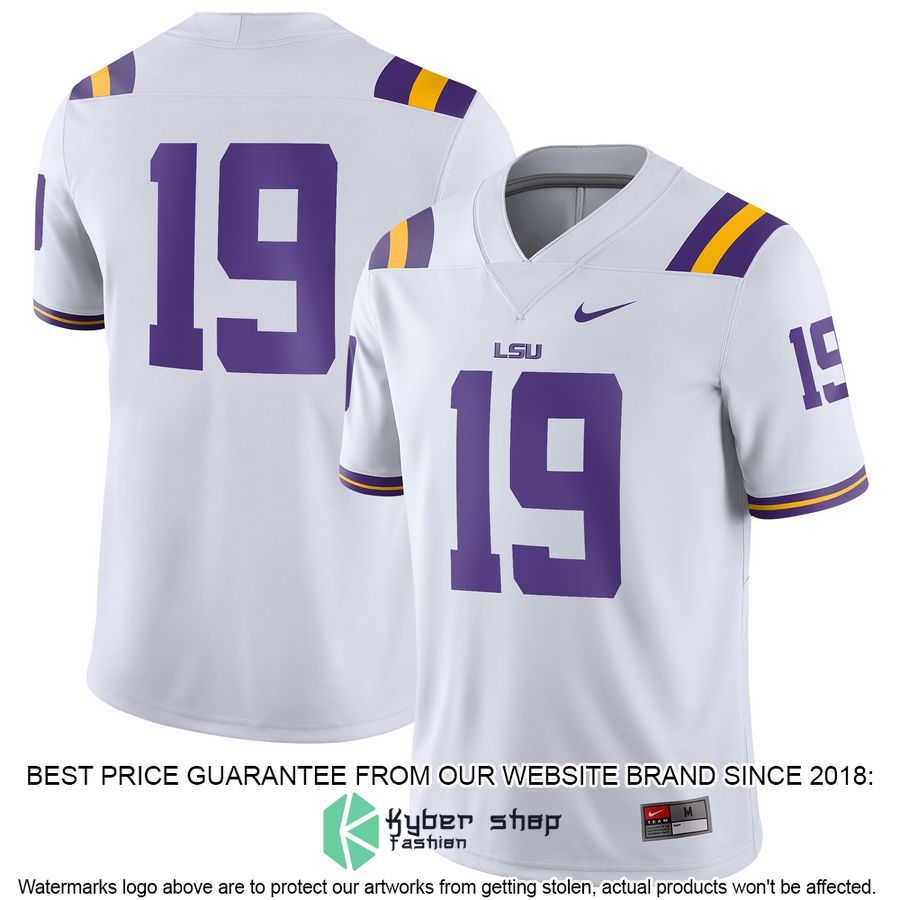 19 LSU Tigers Nike Game White Football Jersey
