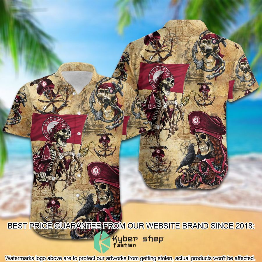 Alabama Crimson Tide Pirates Retro Vintage Style Hawaiian Shirt, Shorts 3 alabama crimson tide pirates retro vintage style hawaiian shirt shorts 3 14
