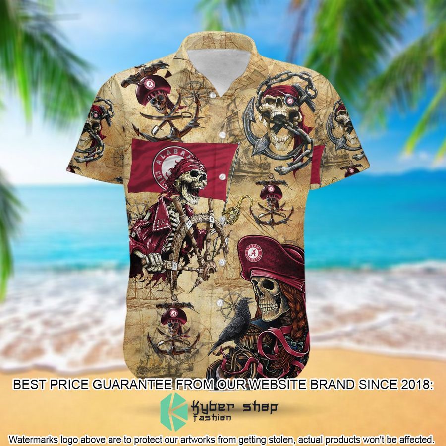 Alabama Crimson Tide Pirates Retro Vintage Style Hawaiian Shirt, Shorts 4 alabama crimson tide pirates retro vintage style hawaiian shirt shorts 4 904