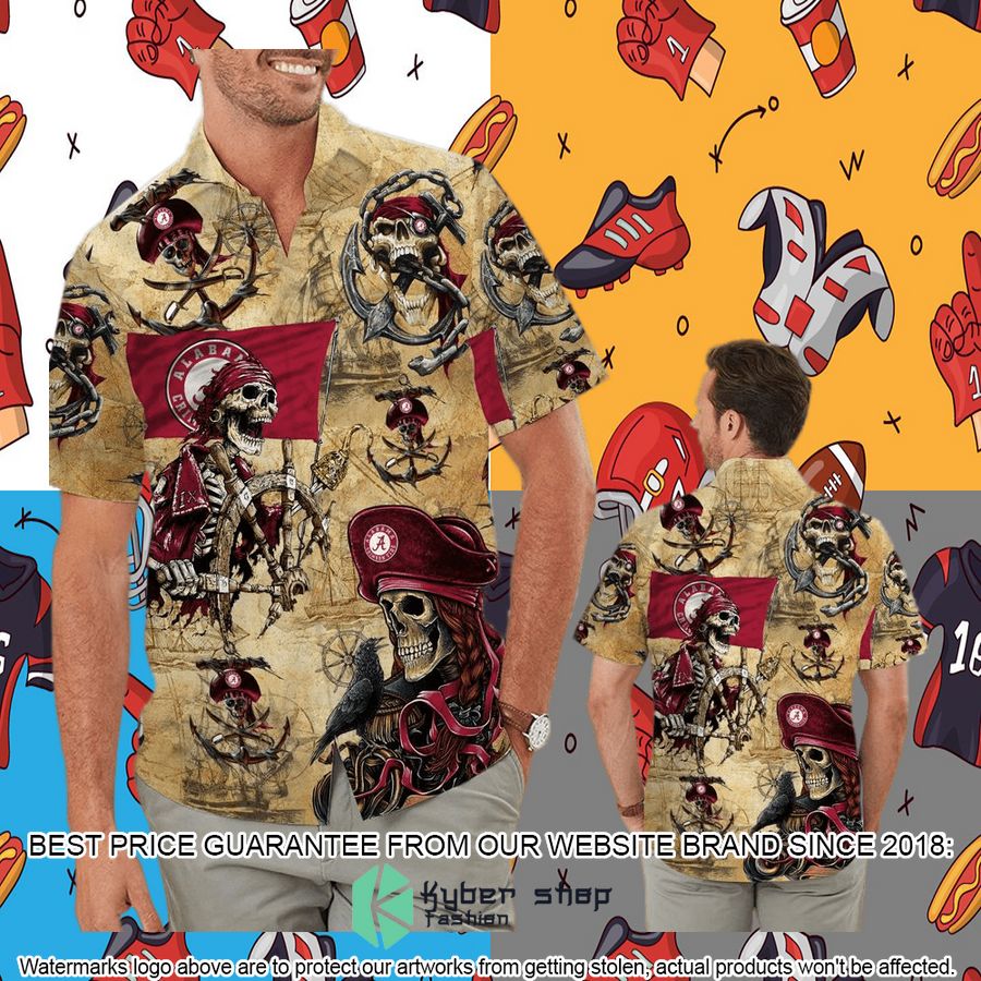Alabama Crimson Tide Pirates Retro Vintage Style Hawaiian Shirt, Shorts 6 alabama crimson tide pirates retro vintage style hawaiian shirt shorts 6 163