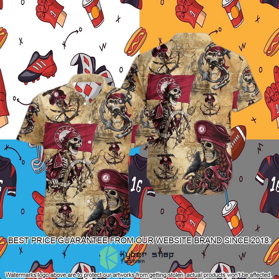 Alabama Crimson Tide Pirates Retro Vintage Style Hawaiian Shirt, Shorts 8 alabama crimson tide pirates retro vintage style hawaiian shirt shorts 8 473