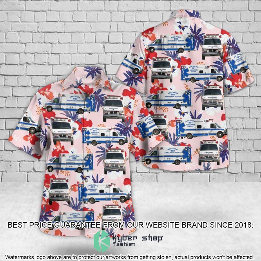 Arcadia Wisconsin Arcadia Ambulance Service Hawaiian Shirt