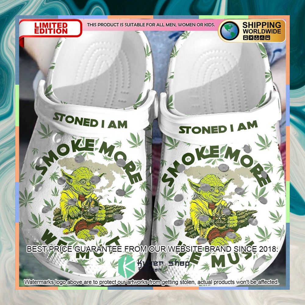 Baby Yoda Stoned I am Smoke More We Must Crocs Crocband Clog 3 baby yoda stoned i am smoke more we must crocs crocband clog 1 478