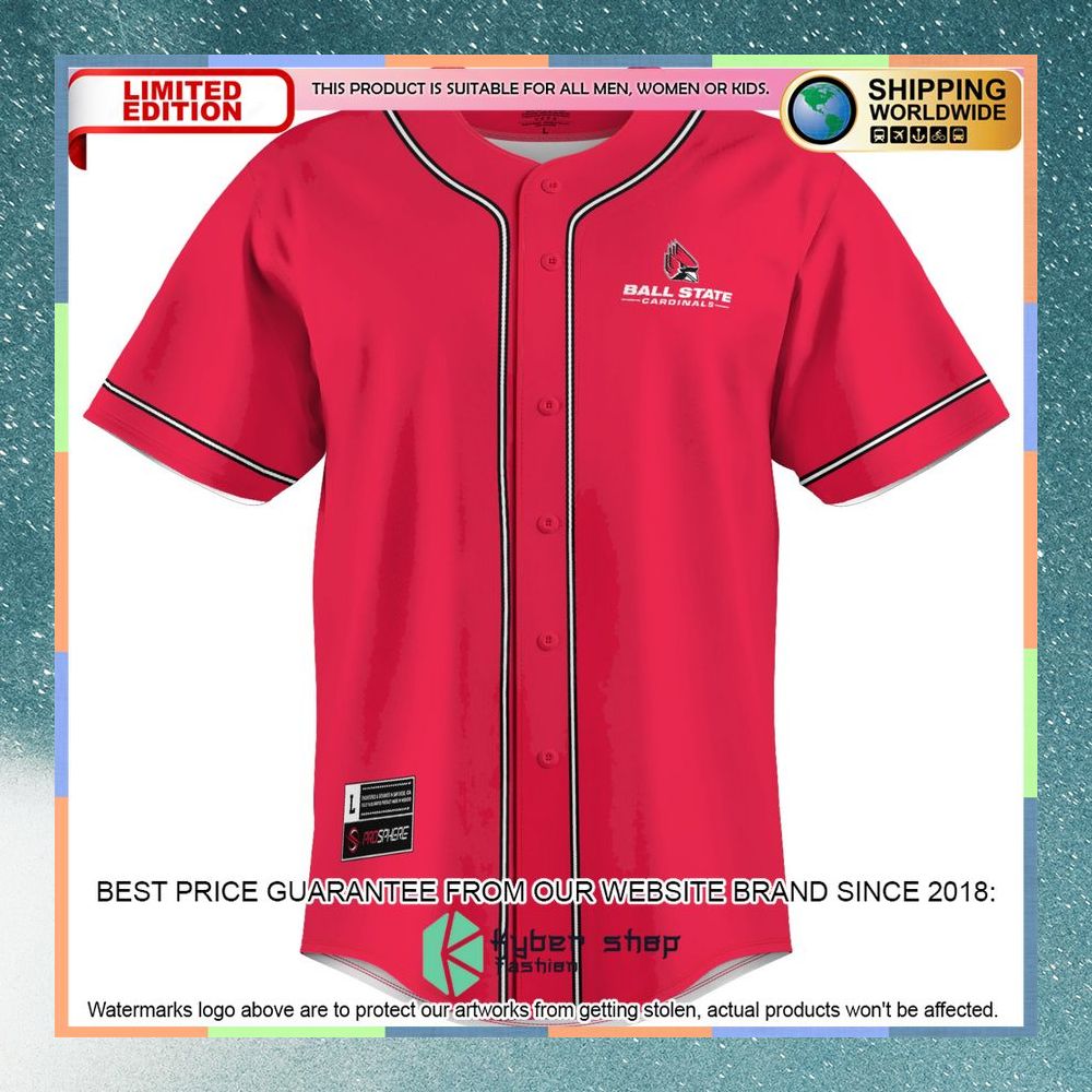 Ball State Cardinals Cardinal Baseball Jersey 6 Ball State Cardinals Cardinal Baseball Jersey word3
