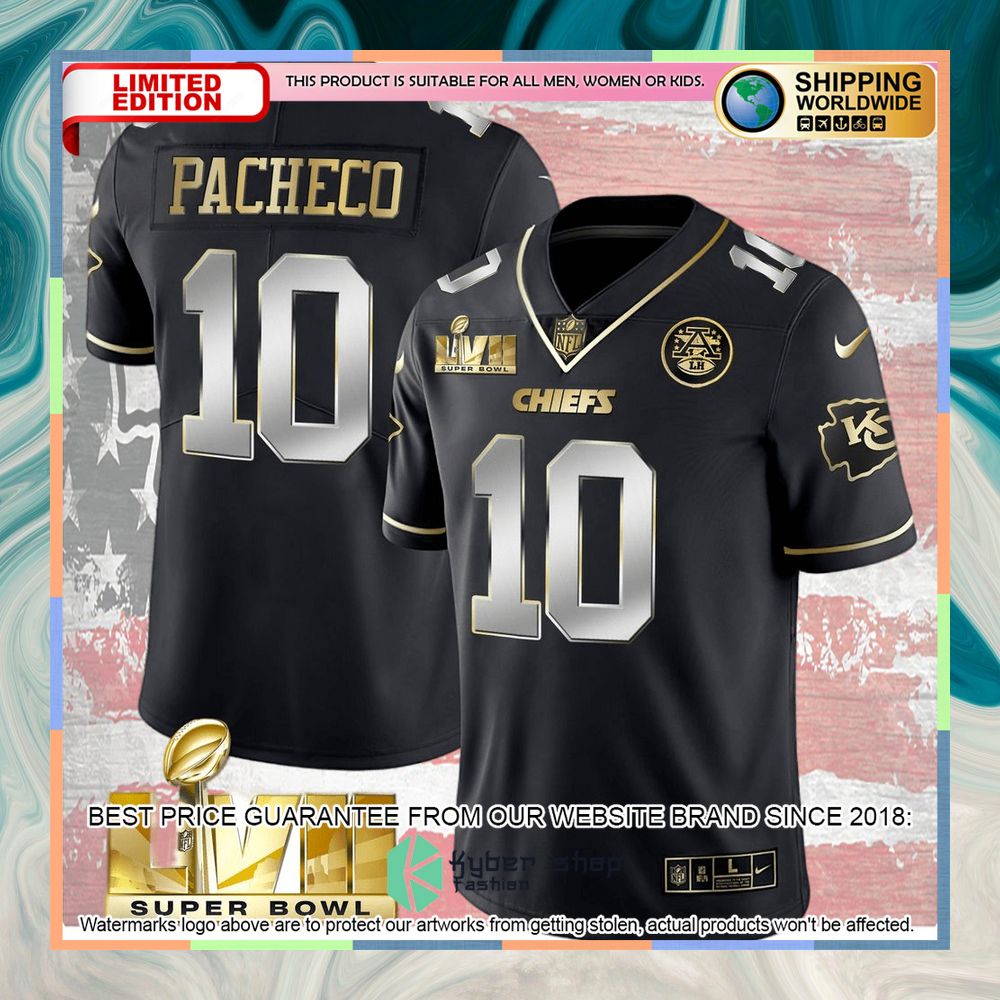 Black Limited SUPER BOWL LVII Isiah Pacheco 10 Football Jersey 4 black limited super bowl lvii isiah pacheco 10 football jersey 2 225