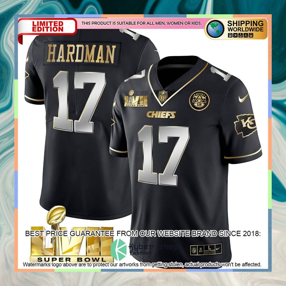 Black Limited SUPER BOWL LVII Mecole Hardman 17 Football Jersey 3 black limited super bowl lvii mecole hardman 17 football jersey 1 285