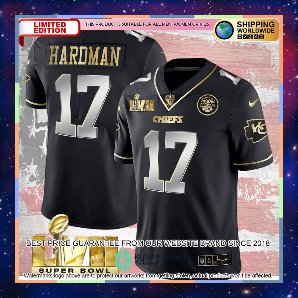 Black Limited SUPER BOWL LVII Mecole Hardman 17 Football Jersey 6 black limited super bowl lvii mecole hardman 17 football jersey 2 60