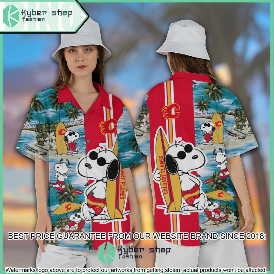 calgary flames snoopy hawaiian shirt and shorts 1 220