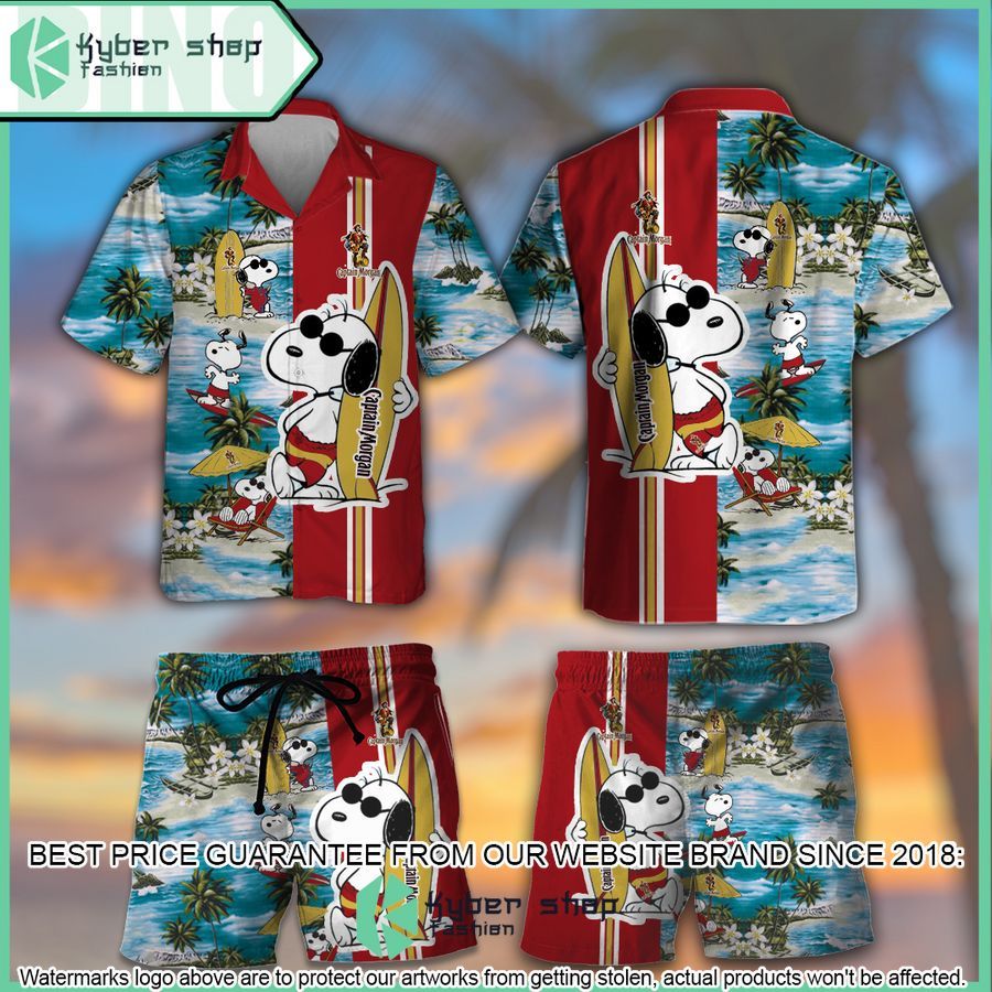 captain morgan snoopy hawaiian shirt and shorts 1 369