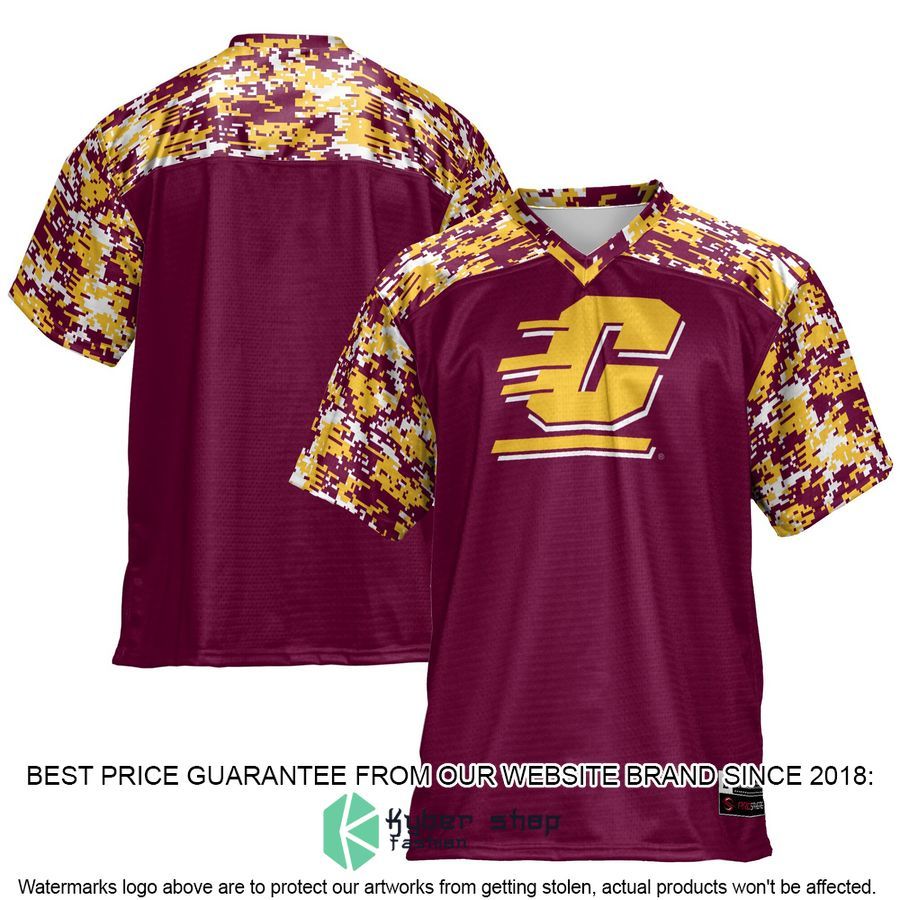 Central Michigan Chippewas Maroon Football Jersey word2