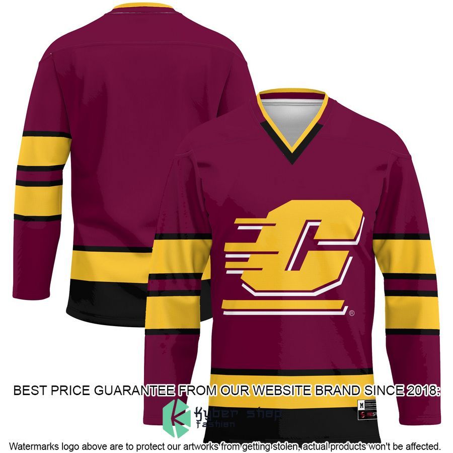 Central Michigan Chippewas Maroon Hockey Jersey