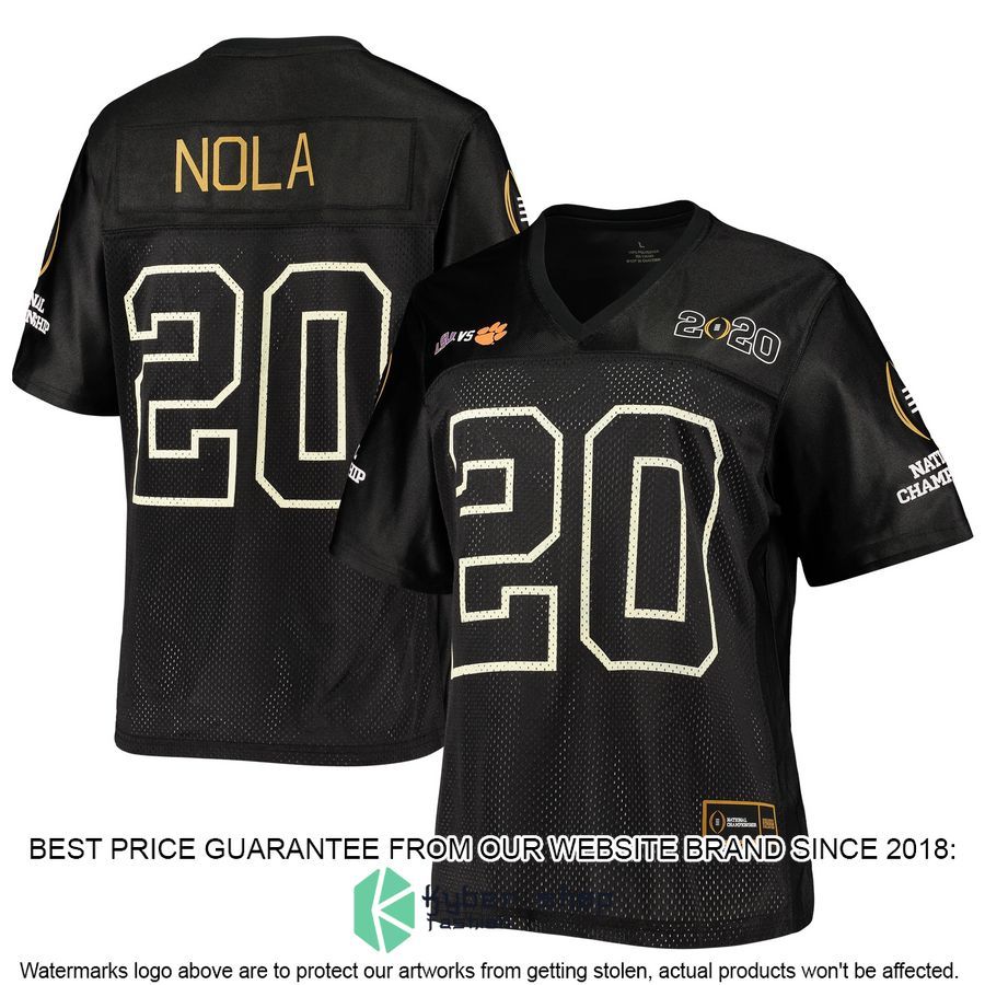 Clemson Tigers vs LSU Tigers Fanatics Branded Women's 2020 College Football Playoff National Championship Matchup Black Football Jersey 4 Clemson Tigers vs LSU Tigers Fanatics Branded Women's 2020 College Football Playoff National Championship Matchup Black Football Jersey word2