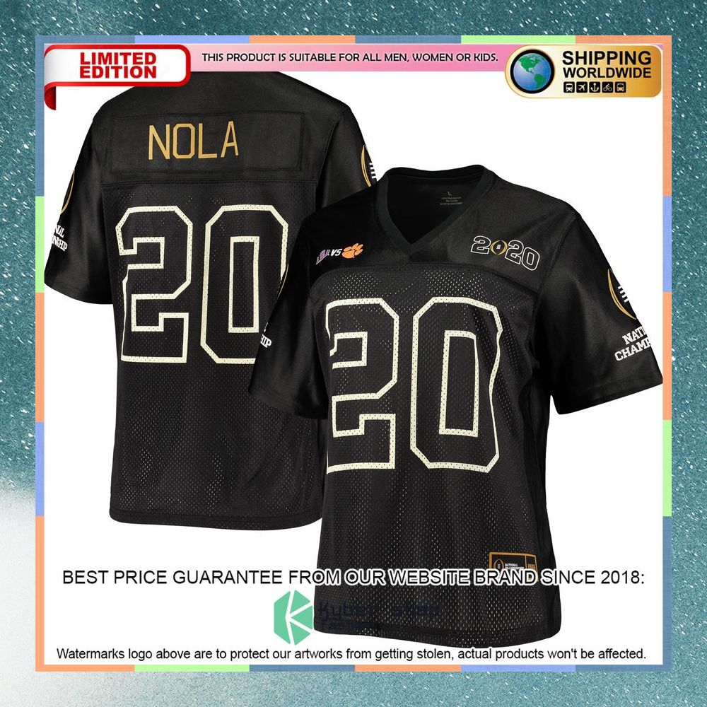 Clemson Tigers vs LSU Tigers Fanatics Branded Women's 2020 College Football Playoff National Championship Matchup Black Football Jersey 8 Clemson Tigers vs LSU Tigers Fanatics Branded Women's 2020 College Football Playoff National Championship Matchup Black Football Jersey word2