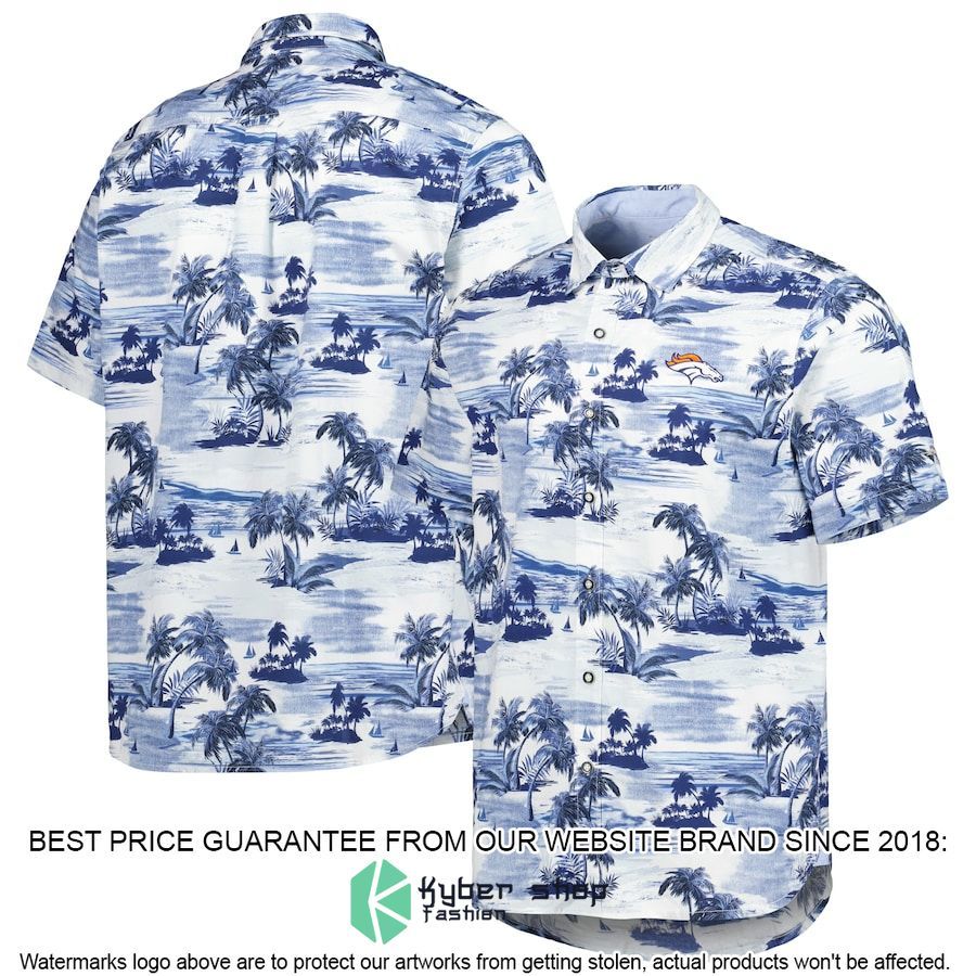 Denver Broncos Tommy Bahama Navy Sport Tropical Horizons Hawaiian Shirt