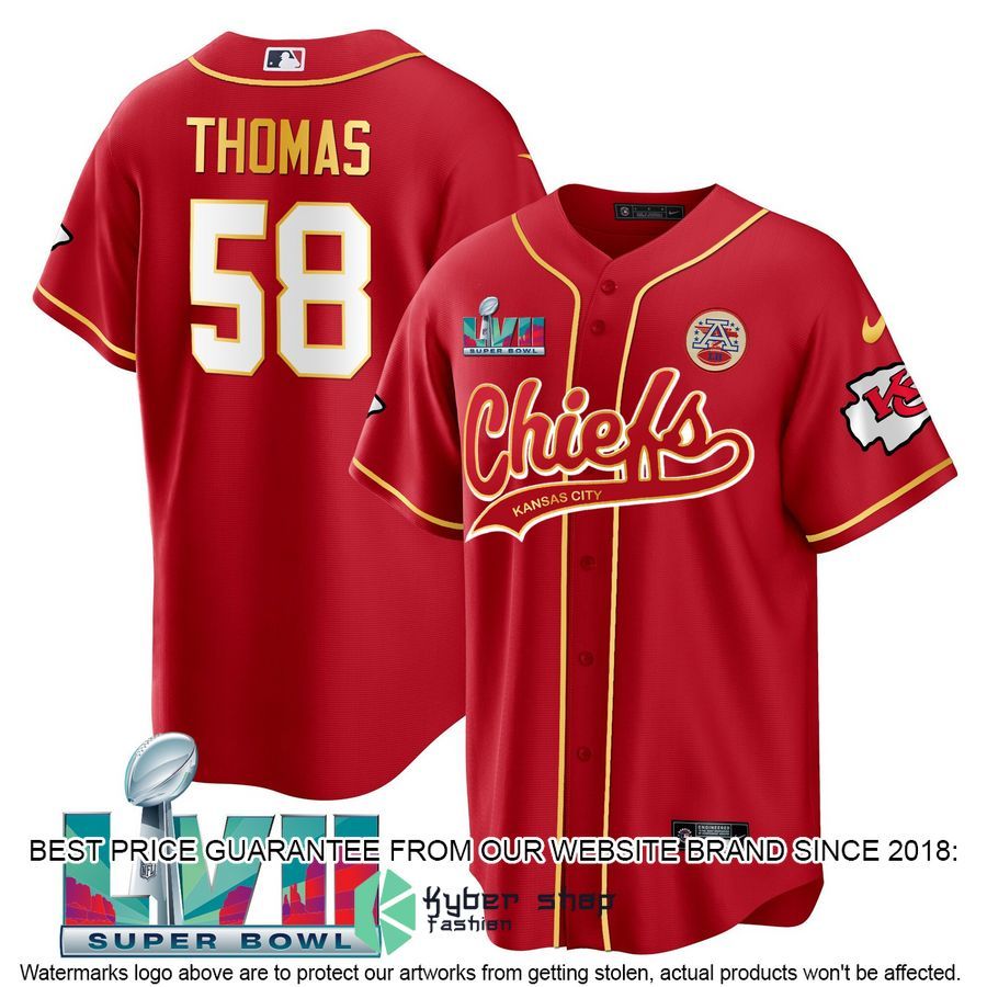 derrick thomas 58 kansas city chiefs super bowl lvii baseball jersey 1 429